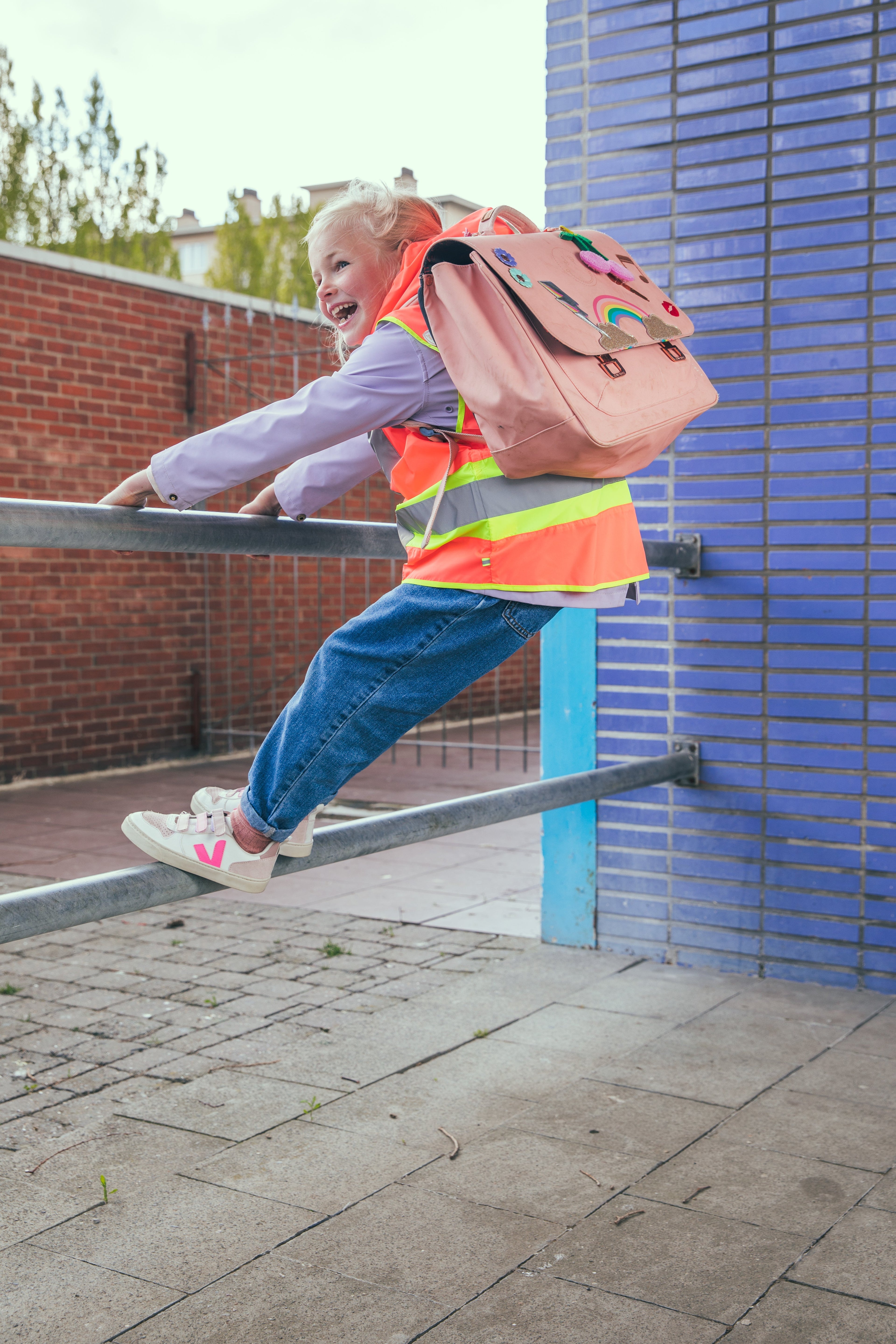 Gofluo Joy coral  reflecterend fluohesje Kids 7 tot 9 jaar
