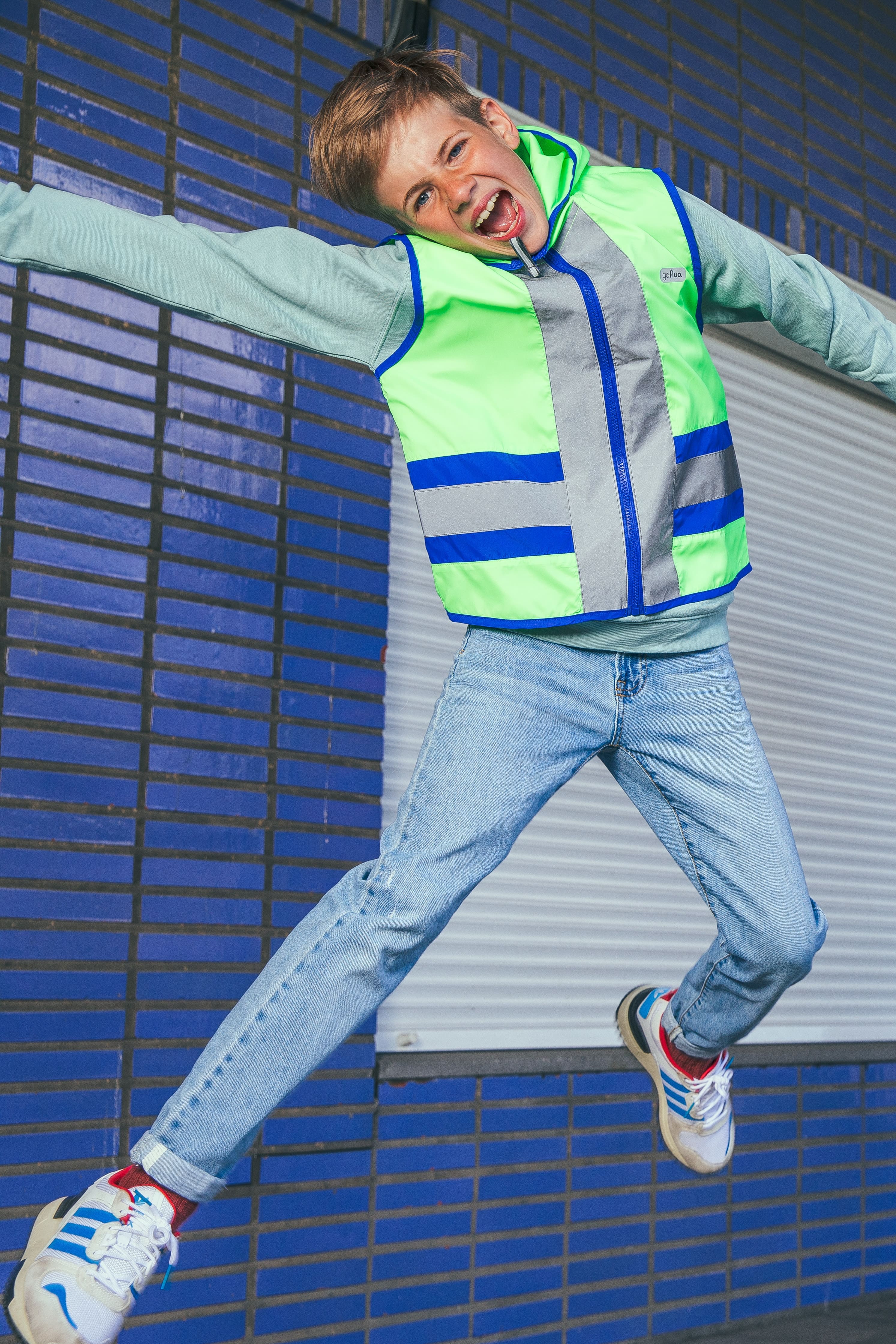Gofluo Joy Green  reflecterend fluohesje Kids 2 tot 3 jaar